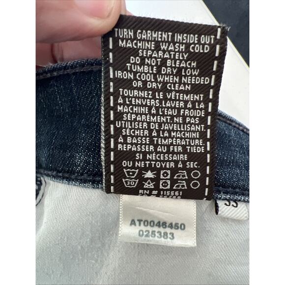 7 For All Mankind Jeans size 33 Blue Austyn Regular Fit Straight Leg Stretch - Picture 9 of 12